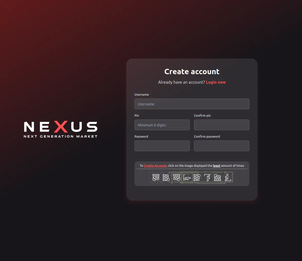 Nexus Market registration process